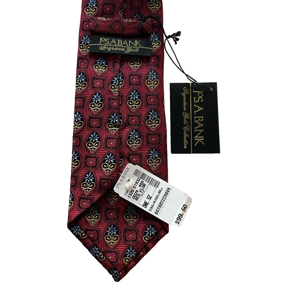 Jos. A. Bank Signature Gold Tie Red Silk w/ Regal Medallion Motif 3.5"x58" NWT‎ - Picture 5 of 9